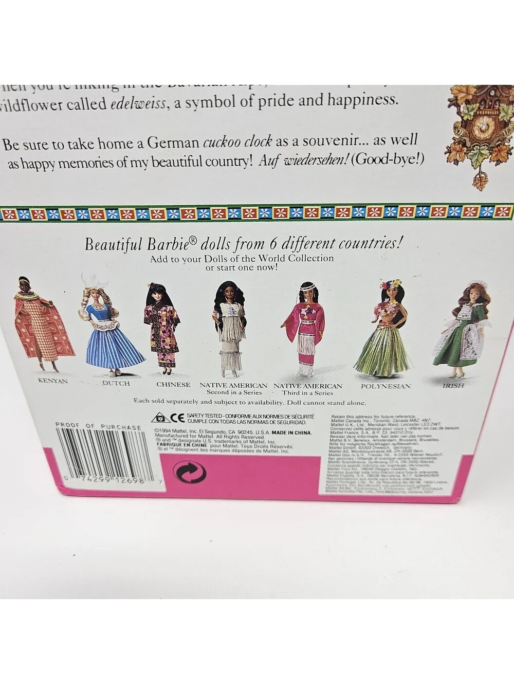 1994 German Barbie Dolls of the World Collection Mattel #12698 Special Edtn New